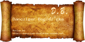 Dancziger Boglárka névjegykártya